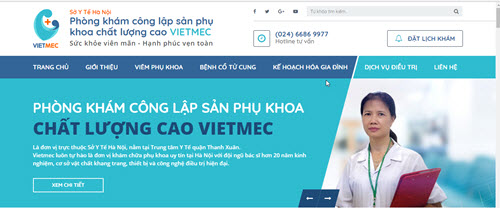 Giao diện website phòng khám Vietmec